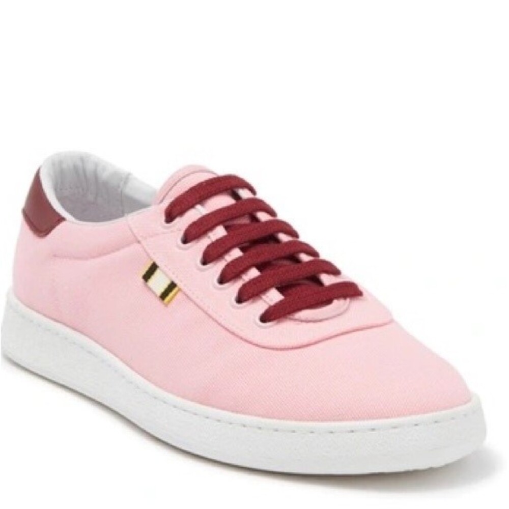 APRIX Leather and Canvas Low Top Sneaker in Pink and Burgundy 39 NWOB